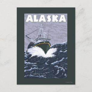 Carte Postale Poster Vintage voyage de bateau de l'Alaska