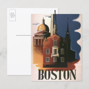 Carte Postale Poster Vintage voyage de Boston, Massachusetts