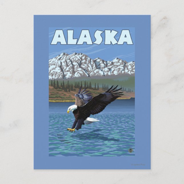 Carte Postale Poster Vintage voyage de l'aigle AlaskaBald (Devant)