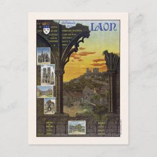 Carte Postale Poster Vintage voyage de Laon France 1912
