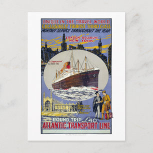 Carte Postale Poster Vintage voyage de Londres-Boulogne New York