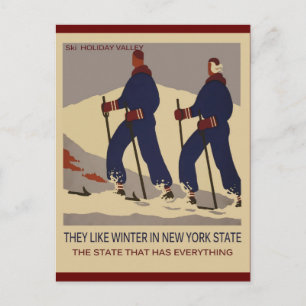 Carte Postale Poster Vintage voyage de New York Ski