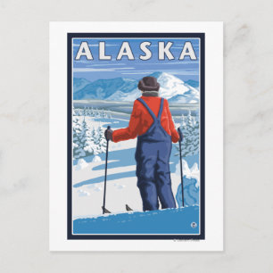 Carte Postale Poster Vintage voyage de ski en Alaska