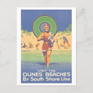 Carte Postale Poster Vintage voyage des plages de Indiana Dunes