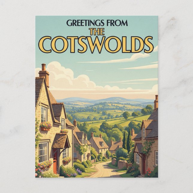 Carte Postale Poster Vintage voyage du village de Cotswolds (Devant)