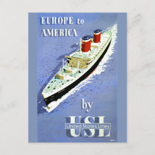 Carte Postale Poster Vintage voyage Europe to America
