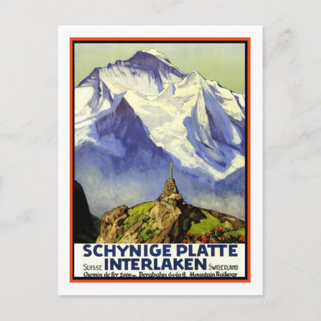 Carte Postale Poster Vintage voyage, Interlaken (Devant)