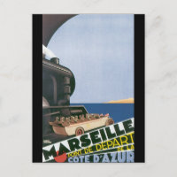 Poster Vintage voyage Marseille Côte d'Azur
