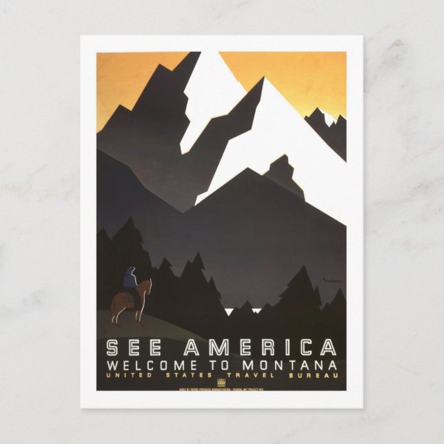 Carte Postale Poster Vintage voyage, Montana (Devant)