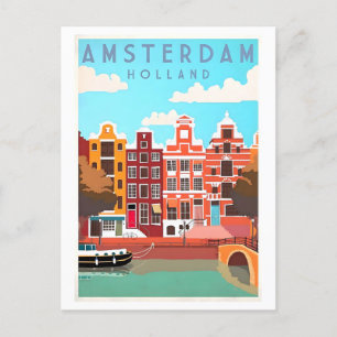 Carte Postale Poster Vintage voyage pour Amsterdam