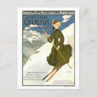 Poster Vintage voyage pour Chamonix, France,