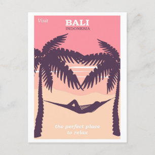 Carte Postale Poster Vintage voyage rose Bali Indonésie