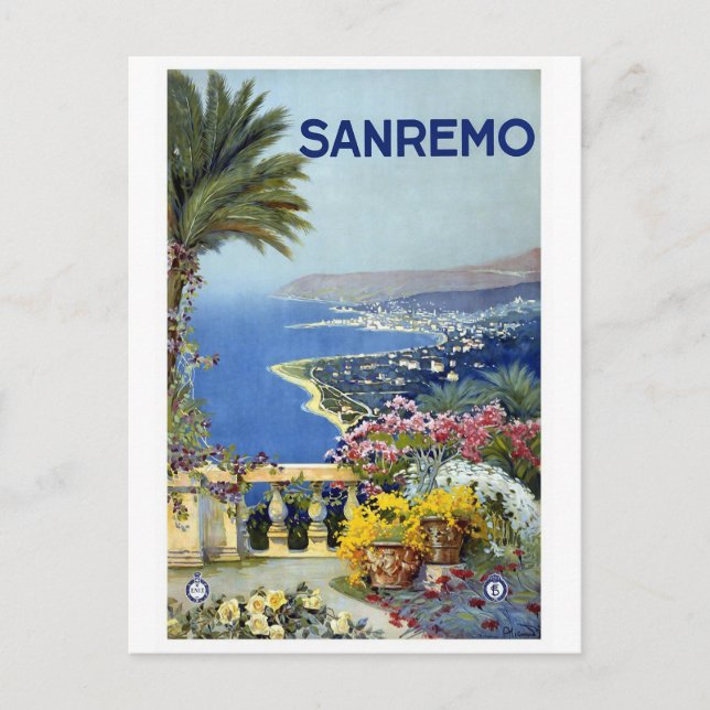 Carte Postale Poster Vintage voyage "Sanremo" (Devant)