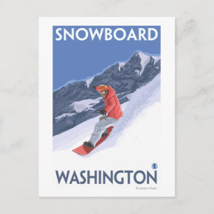 Carte Postale Poster Vintage voyage Washington Snowboard