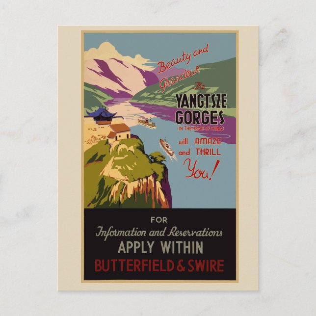 Carte Postale Poster Vintage voyage Yangtsze China PostCard (Devant)