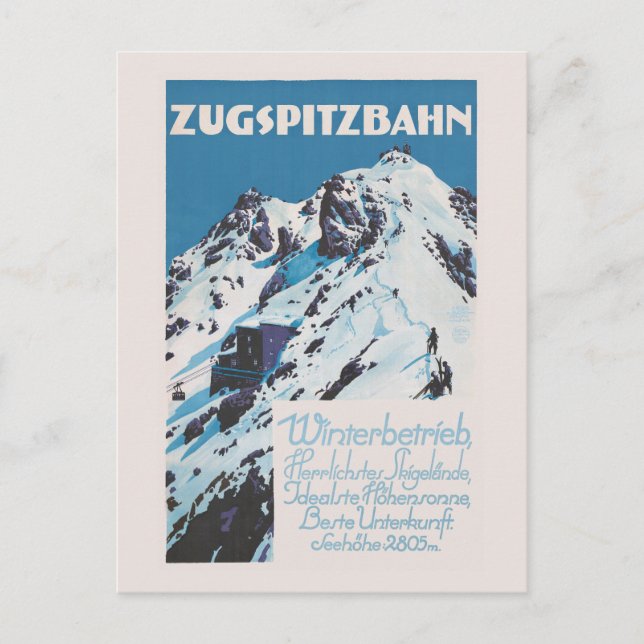 Carte Postale Poster vintage Zugspitzbahn 1927 (Devant)