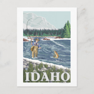 Carte Postale Poster Voyage PêcheurIdahoVintage