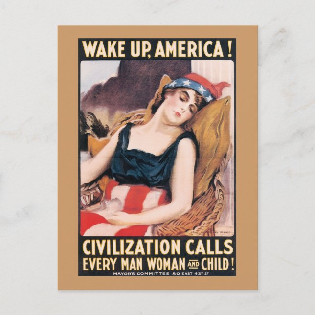 Carte Postale Poster Wake Up America WWI (Devant)