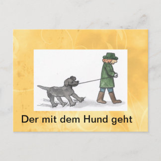 Carte Postale postkarte, hund, mann, leine, spaß