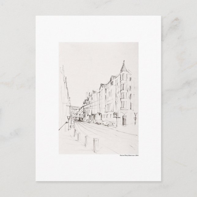 Carte Postale Postkarte Zeichnung Bleistift Hannover Landschaft (Devant)