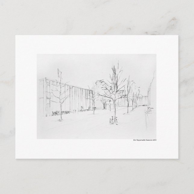 Carte Postale Postkarte Zeichnung Bleistift Hannover Landschaft (Devant)