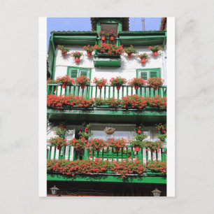 Carte Postale Pot à fleurs rouge plante pittoresque balcon espag