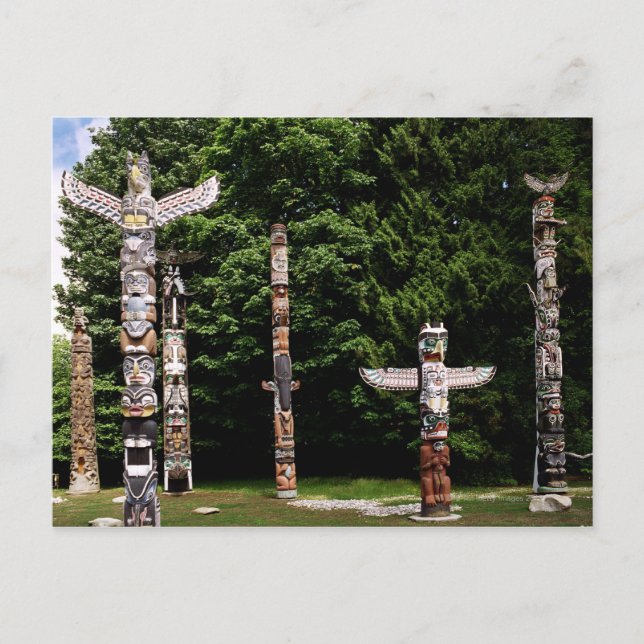Carte Postale Poteaux totémiques amérindiens, Vancouver, British (Devant)