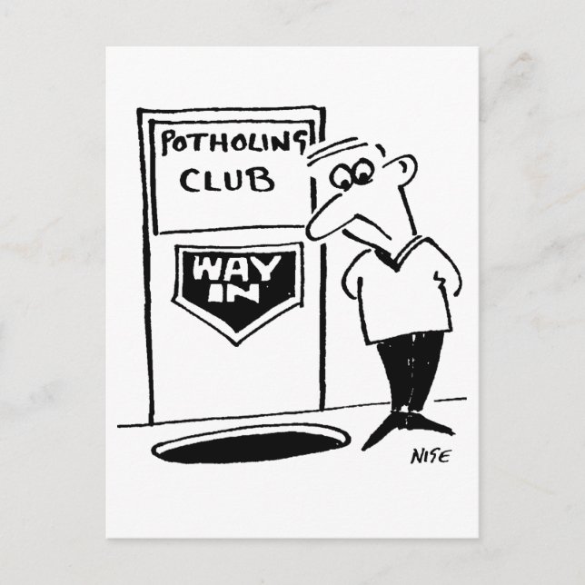 Carte Postale Potholing Club Entrée dans le sol Dessin (Devant)
