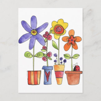 Carte Postale Pots à fleurs