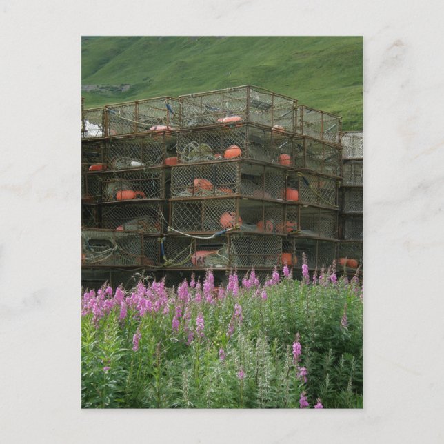 Carte Postale Pots de crabe entreposés dans Dutch Harbour, Alask (Devant)