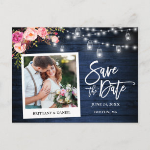 Carte Postale Pots de fleurs en bois bleu Instantané pour Enregi