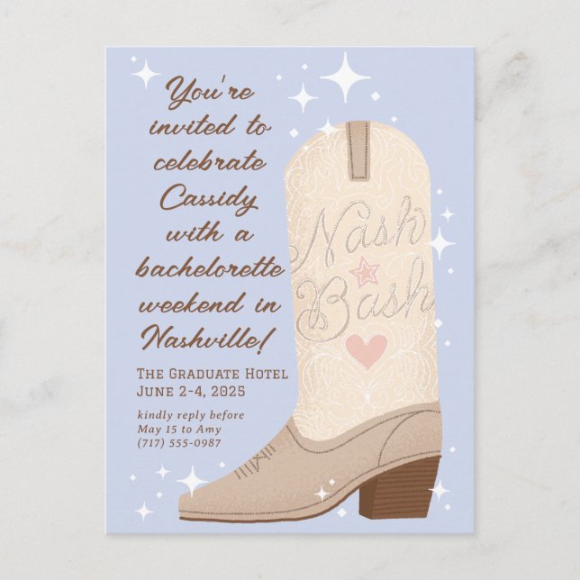 Carte Postale Poudre Basse Nash Bachelorette d'amorçage de la co (Devant)
