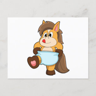 Carte Postale Poulain avec couche