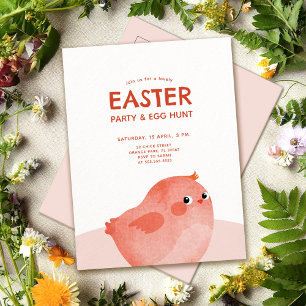 Carte Postale Poule de Pâques rose