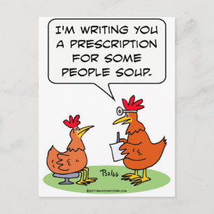Carte Postale poule gens médecin soupe de patient