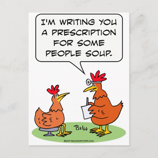 Carte Postale poule gens médecin soupe de patient (Devant)