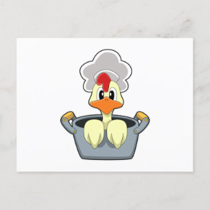 Carte Postale Poulet avec pot à Cuisine