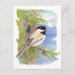 Carte Postale Poulet d'aquarelle original en Pine Tree
