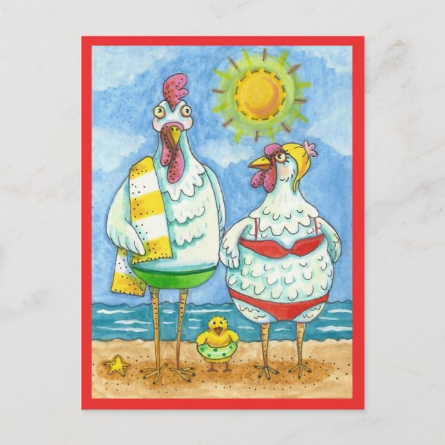 Carte Postale POULET DE LA MER, DESSIN FAMILIAL FUN Funny Post (Devant)