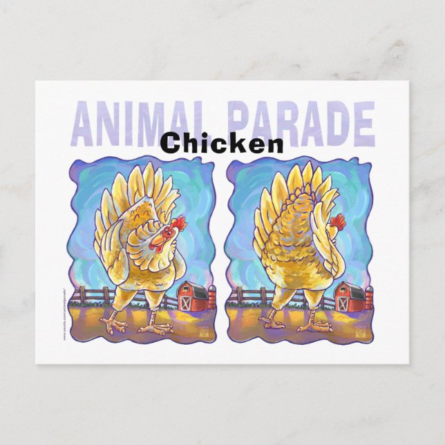 Carte Postale Poulet de la Parade Animale (Devant)