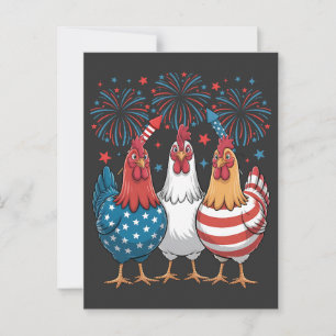 Carte Postale Poulet drapeau américain patriotique 4 juillet