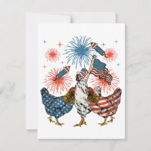 Carte Postale Poulet Drapeau USA Patriotique 4 juillet