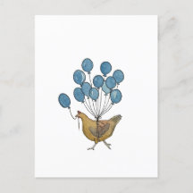 carte postale poulet et ballons
