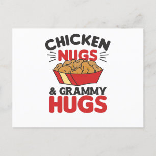 Carte Postale Poulet Nugs Et Grammy Hugs Drôle Nourriture Nugget