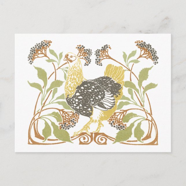 Carte Postale Poulets Art Nouveau (Devant)