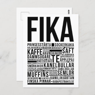Carte Postale Poulets de café sucré Fika Poster de typographie