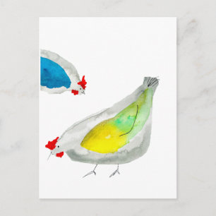 Carte Postale Poulets mignons aquarelle