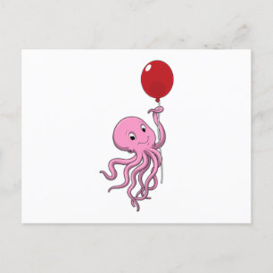 Carte Postale poulpe avec ballon