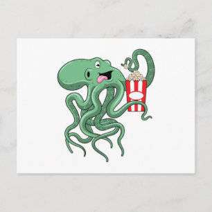 Carte Postale Poulpe avec du pop-corn