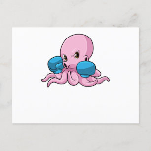 Carte Postale Poulpe en boxeur avec gants de boxe